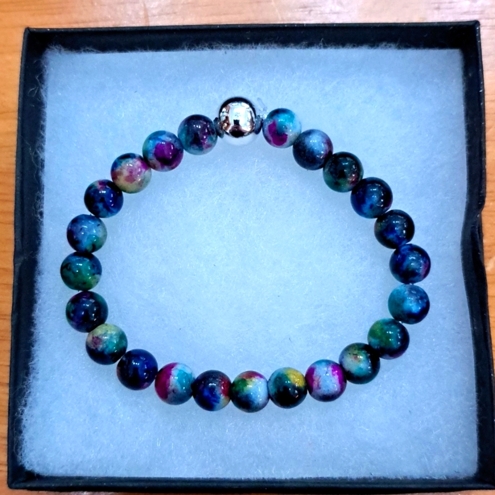 Teal & Blue Jade Stone Bracelet